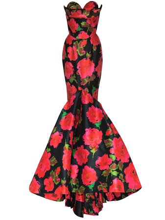 Richard Quinn Strapless floral-print Gown - Farfetch