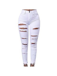 Women High Waisted Stretch Ripped Skinny Jeans Butt Lift Distressed Denim Long Pants - Walmart.com