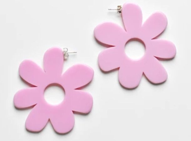 pink mod flower earrings