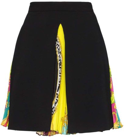 Baroque pleated-panel mini-skirt