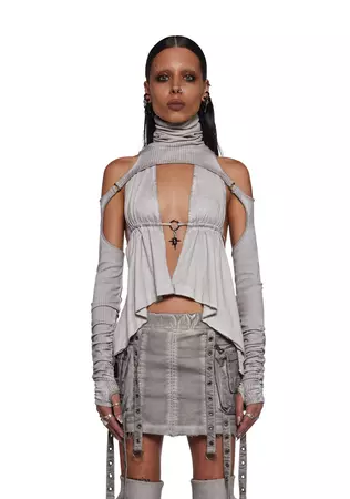 Frequency Scarf Top With Shrug - Sand – Dolls Kill