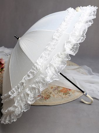Sweet White Lolita Lace Umbrella Princess Parasol - Milanoo.com