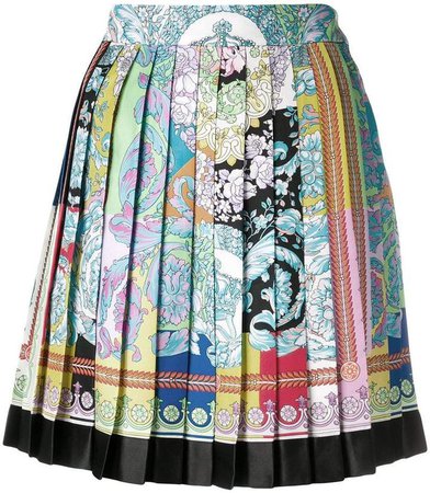 rainbow baroque pleated skirt