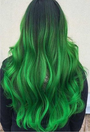 green long wavy hair