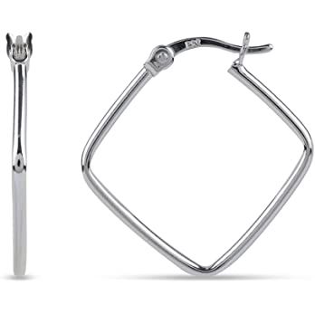 Amazon.com: LeCalla Sterling Silver Jewelry Light Weight Square Dainty Small Hoop Earrings for Girl Women : Everything Else