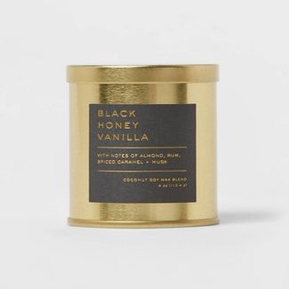 4oz Lidded Metal Jar Black Honey Vanilla Candle Gold - Threshold™ : Target