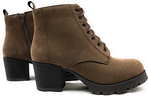 Amazon.com | SODA Nevitt Women's Nevitt Faux Leather Lace Up Chunky Heel Combat Style Boots | Shoes