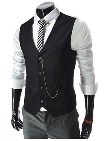 Men's Daily / Work Spring / Fall Regular Vest, Solid Colored Shirt Collar Sleeveless Cotton Black / White / Red / Business Casual 2020 - US $22.99