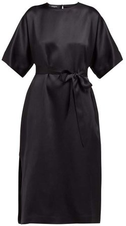 Osprey Silk Satin Midi Dress - Womens - Black