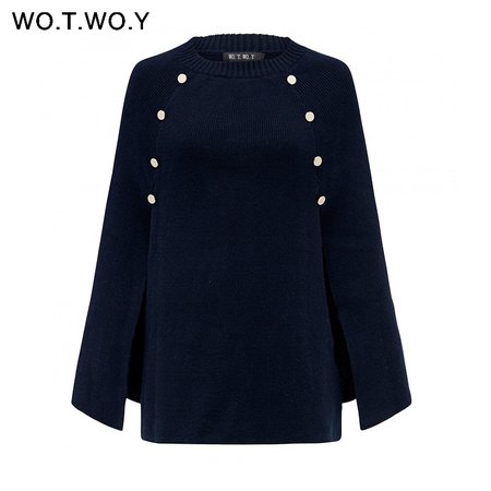 WOTWOY 2018 Knitted Cloak Sweater Women Casual Loose Shawl Autumn Winter Streetwear Poncho Women Sweater And Pullovers Plus Size-in Cloak from Women's Clothing on Aliexpress.com | Alibaba Group