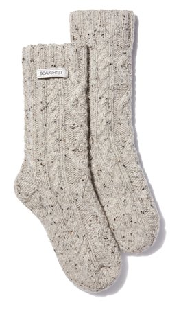 Brea Hand-Knit Aran Socks in Light Grey – &Daughter