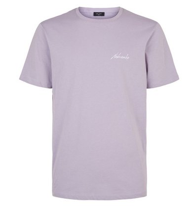 Lilac Nebraska Embroidered Slogan T-Shirt | New Look