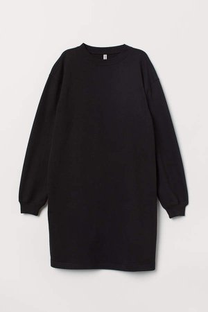 Short Sweatshirt Dress - Black