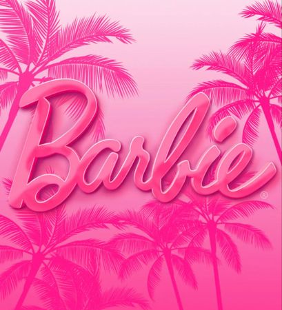 barbie palm tree pink background