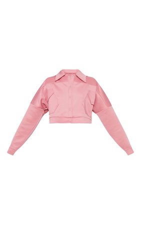 Pink Cropped Scuba Trucker | Coats & Jackets | PrettyLittleThing