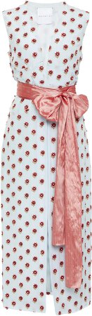 Markarian Exclusive Bertram Floral-Embellished Silk-Faille Midi Dress