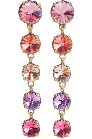 Roxanne Assoulin | Drip Drop gold-tone Swarovski crystal clip earrings | NET-A-PORTER.COM