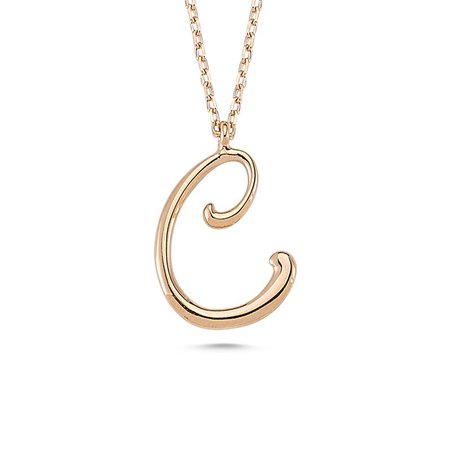 C Initial Necklace Rose Gold | Amorium