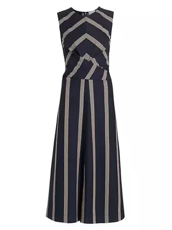 Shop Tanya Taylor Theo Striped Midi-Dress | Saks Fifth Avenue