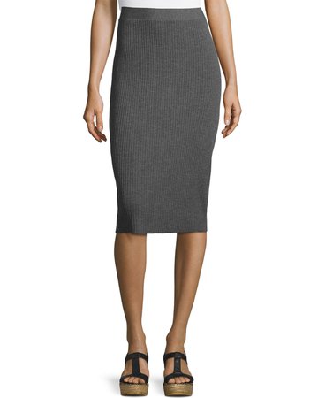 Eileen Fisher Classic Wool Ribbed Pencil Skirt, Long Cardigan & Silk Long Shell & Matching Items | Neiman Marcus