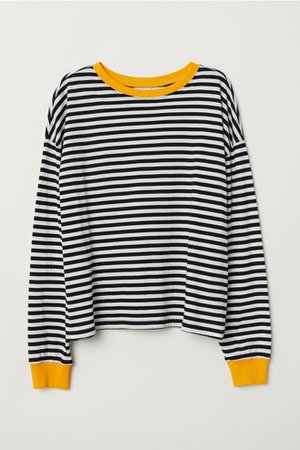 Striped jersey top - Black/White striped - | H&M GB