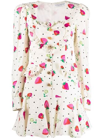 Alessandra Rich strawberry-print Silk Dress - Farfetch