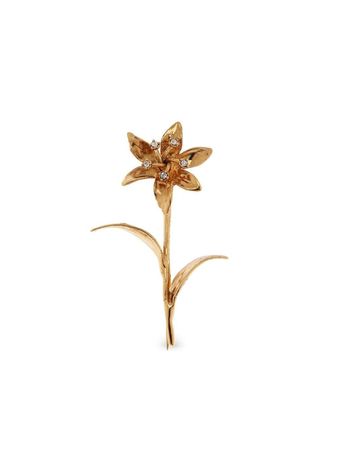 Oscar De La Renta crystal-embellished Floral Broach - Farfetch