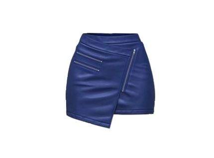 blue leather mini skirt