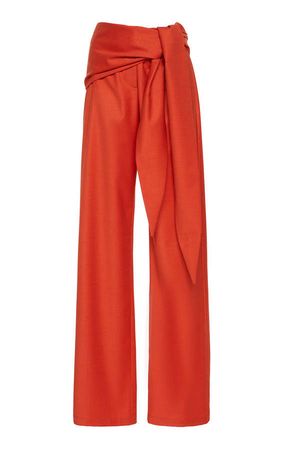 High Waisted Wool Pants With A Waist Tie