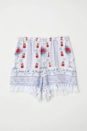 Patterned Shorts - White