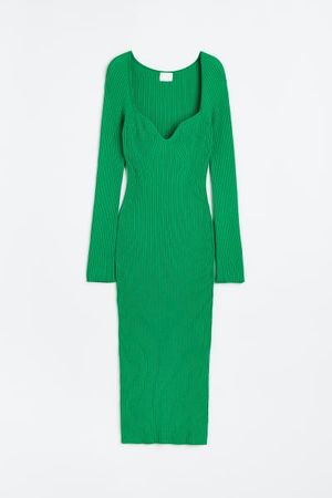 Rib-knit dress - Green - Ladies | H&M US