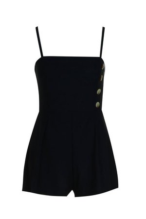 Horn Button Down Square Neck Playsuit | Boohoo