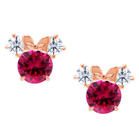 Minnie Mouse Birthstone Earrings by CRISLU - Rose Gold | shopDisney