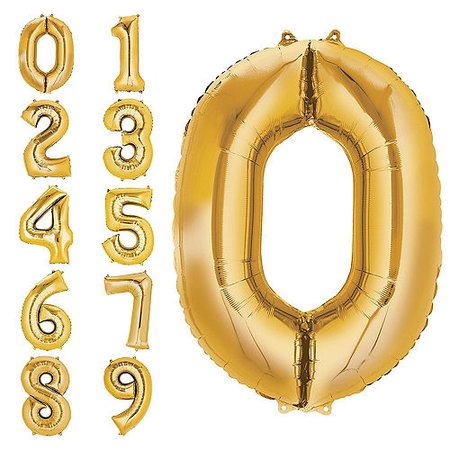 34" Gold Number 0 Balloon | Party City