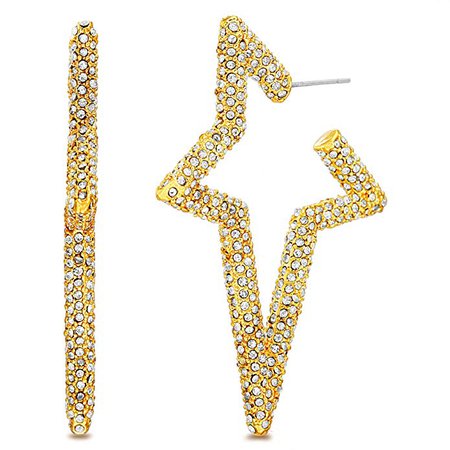 Amazon.com: Steve Madden Women's Rhinestone Shooting Star Design Yellow Gold-Tone Hoop Earrings, One Size: Clothing