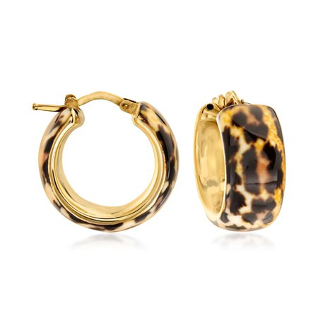 Ross-Simons Italian Leopard-Print Enamel Hoop Earrings