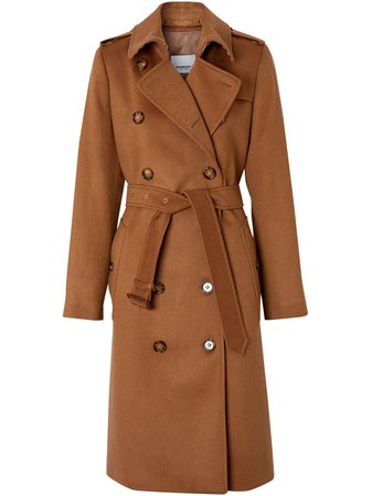 Shop brown Burberry cashmere trench coat with Express Delivery - Farfetch