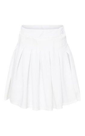 Petite White Pleated Side Split Tennis Skirt | PrettyLittleThing