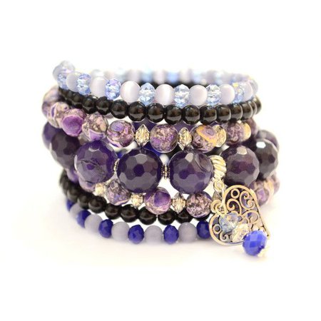 Amethyst & Sapphire Stone Bead Bracelets