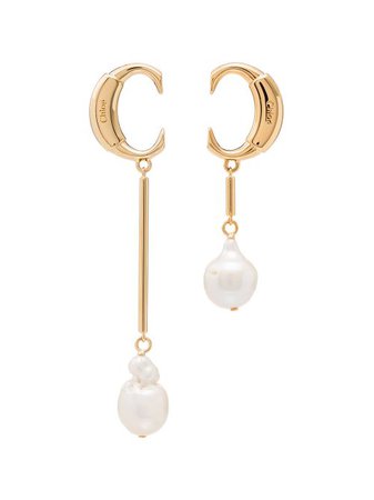 Shop gold Chloé Darcey baroque-pearl drop earrings with Express Delivery - Farfetch