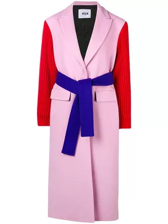MSGM Contrasting Belted Coat - Farfetch