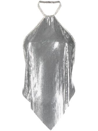 Rabanne crystal-embellished Metallic Halterneck Top - Farfetch