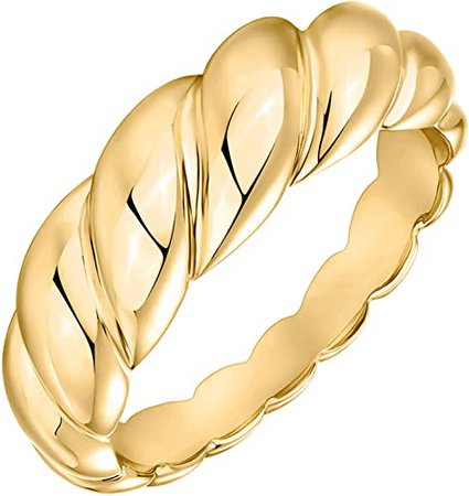 Amazon.com: PAVOI 14K Gold Plated Croissant Dome Ring Twisted Braided Gold Plated Ring | Chunky Signet Ring: Clothing, Shoes & Jewelry