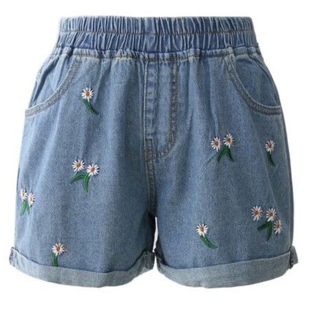 Flower embroidered Jean shorts