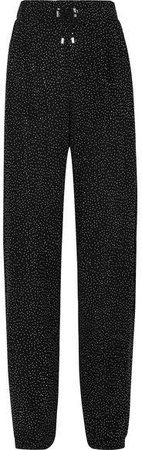 Crystal-embellished Knitted Straight-leg Pants - Black