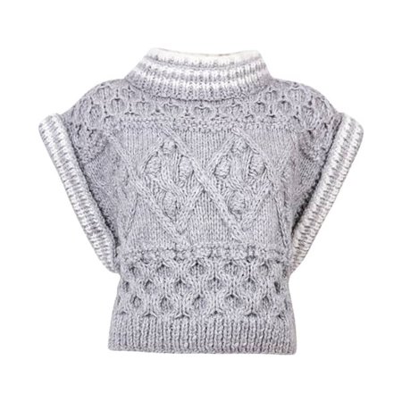 Alpaca Blend Hand Knitted Cable Sleeveless Sweater - Grey & White | ZUT London | Wolf & Badger