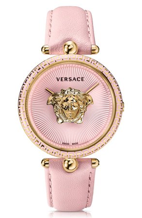 Versace Palazzo Empire Leather Strap Watch, 39mm | Nordstrom