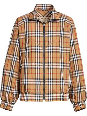 Burberry Topstitch Detail Vintage Check Harrington Jacket - Farfetch