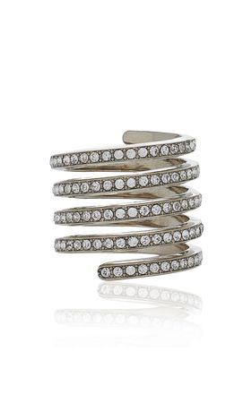 Vittoria Crystal-Embellished Silver-Tone Ring By Amina Muaddi | Moda Operandi