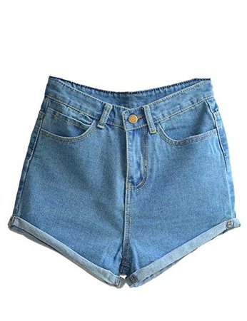 Haola Women's Juniors Vintage Denim High Waisted Folded Hem Jeans Shorts at Amazon Women’s Clothing store: